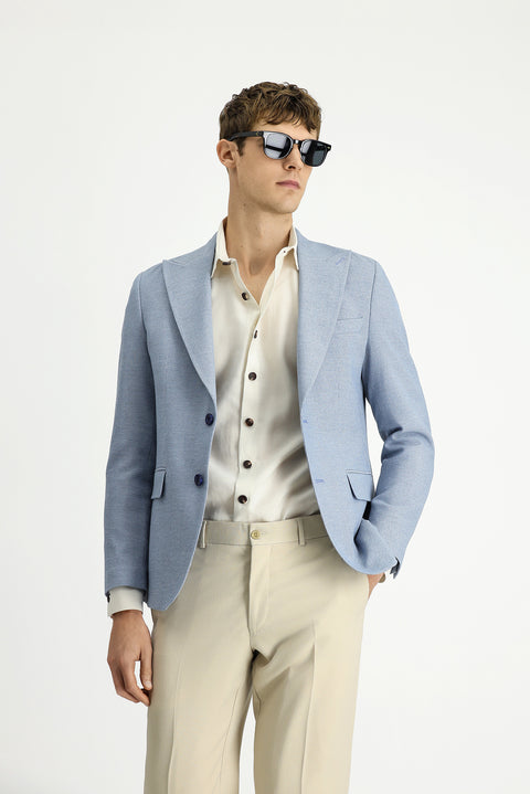 Mavi 7 Drop Slim Fit Dar Kesim Desenli Klasik Ceket