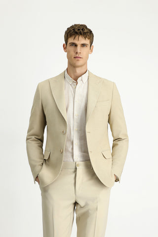  Açık Bej 6 Drop Regular Fit Standart Kesim Desenli Klasik Ceket