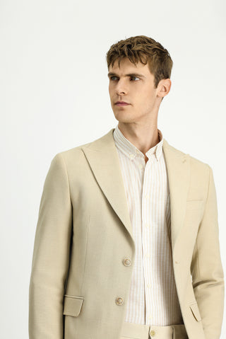  Açık Bej 6 Drop Regular Fit Standart Kesim Desenli Klasik Ceket