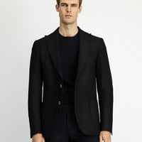 Black 6 Drop Regular Fit Standard Cut Lycra Patterned Sport Jacket
