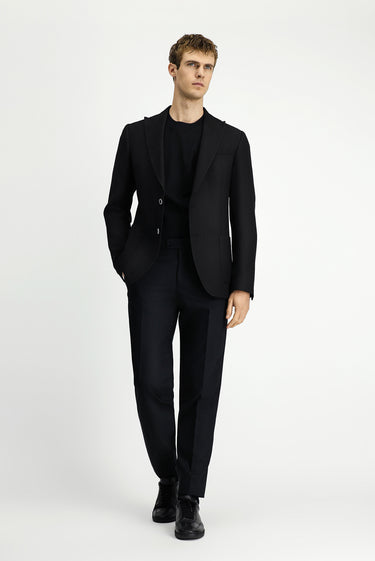 Siyah Regular Fit Likralı Desenli Spor Ceket