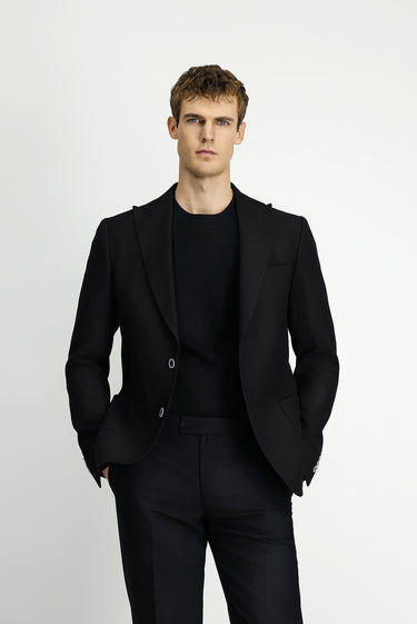  Siyah Muscle Fit Likralı Desenli Spor Ceket