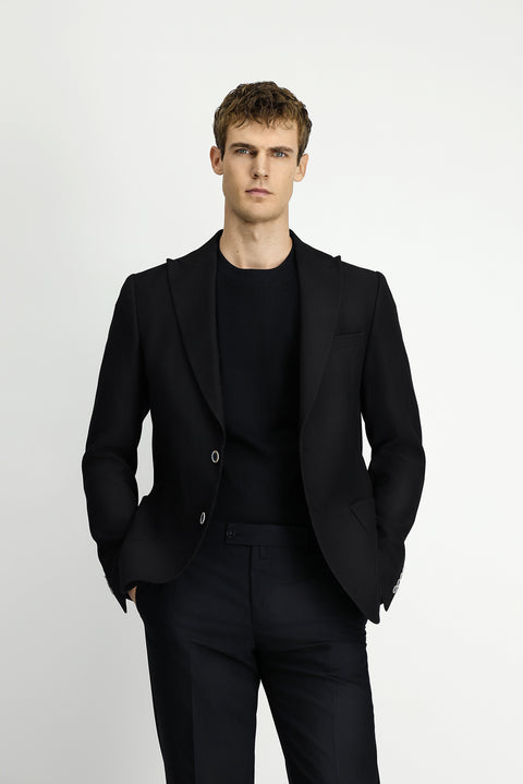 Black 6 Drop Regular Fit Standard Cut Lycra Patterned Sport Jacket