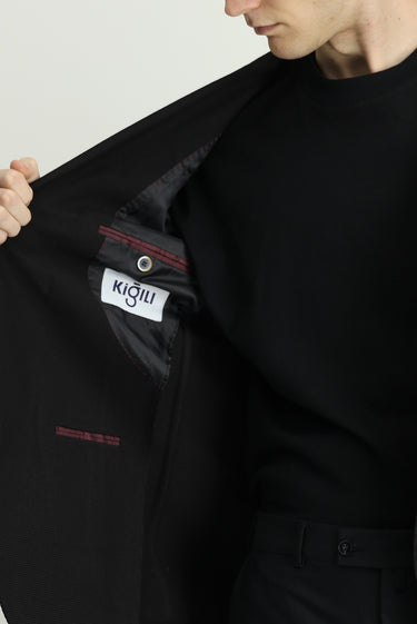 Siyah Regular Fit Likralı Desenli Spor Ceket