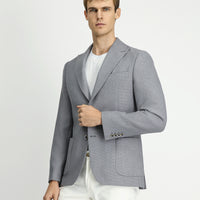 Orta Gri Regular Fit Likralı Desenli Spor Ceket