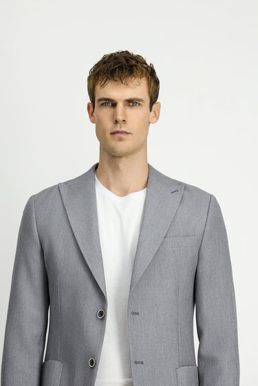 Orta Gri Regular Fit Likralı Desenli Spor Ceket