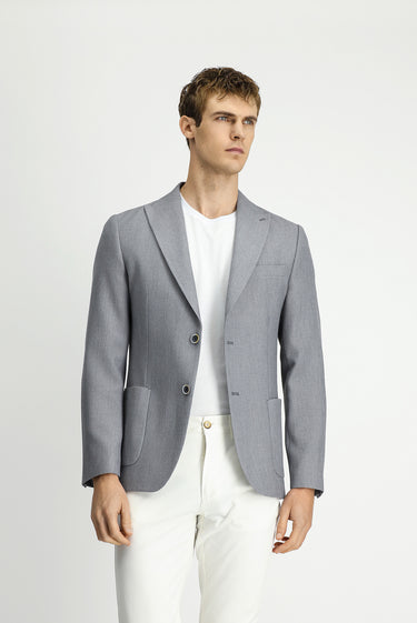 Orta Gri Regular Fit Likralı Desenli Spor Ceket