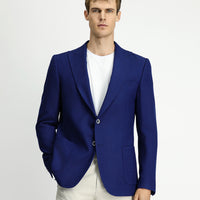 Orta Lacivert Regular Fit Likralı Desenli Spor Ceket