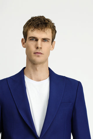  Orta Lacivert Muscle Fit Likralı Desenli Spor Ceket