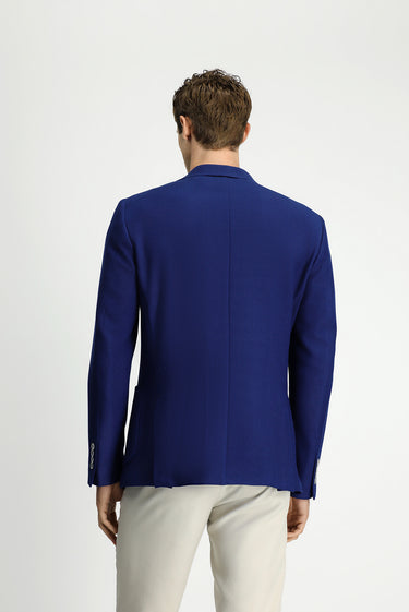 Orta Lacivert Regular Fit Likralı Desenli Spor Ceket