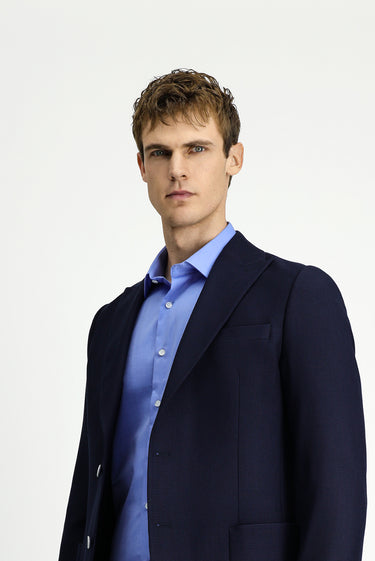 Koyu Lacivert Muscle Fit Likralı Desenli Spor Ceket