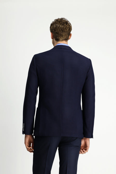 Dark Navy 8 Drop Muscle Fit Long Athletic Cut Lycra Patterned Sport Jacket