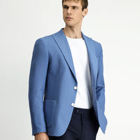 Mavi Muscle Fit Likralı Desenli Spor Ceket