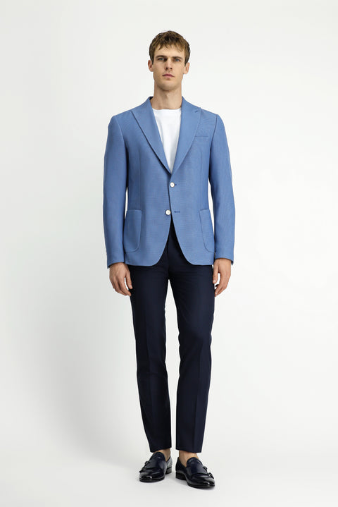 Mavi 8 Drop Muscle Fit Uzun Atletik Kesim Likralı Desenli Spor Ceket