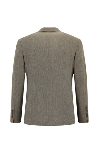  Orta Kahve 7 Drop Slim Fit Dar Kesim Klasik Keten Karışımlı Desenli Ceket
