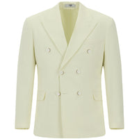 Krem 7 Drop Slim Fit Dar Kesim Desenli Gofre Kruvaze Ceket