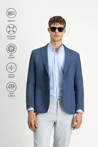  İndigo Techno-Line 6 Drop Regular Fit Standart Kesim Desenli Gofre Spor Ceket