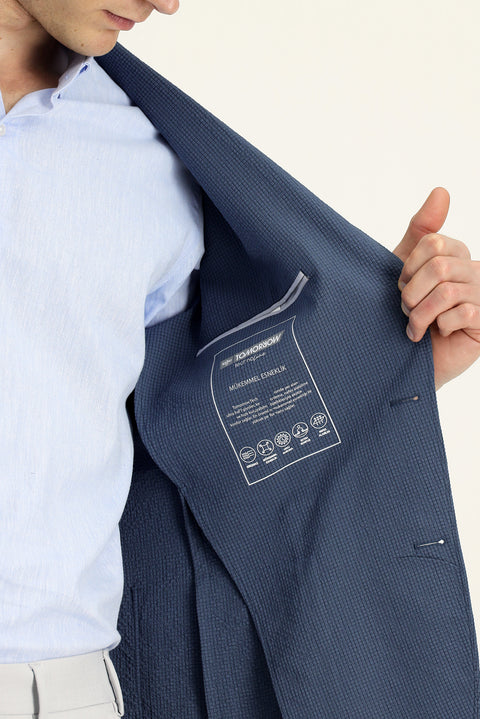 İndigo Techno-Line 6 Drop Regular Fit Standart Kesim Desenli Gofre Spor Ceket