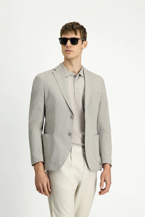 Orta Vizon Techno-Line 6 Drop Regular Fit Standart Kesim Desenli Gofre Spor Ceket