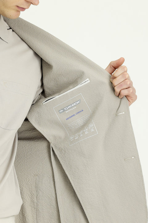 Orta Vizon Techno-Line 6 Drop Regular Fit Standart Kesim Desenli Gofre Spor Ceket