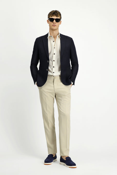 Koyu Lacivert 7 Drop Super Slim Fit Eksra Dar Kesim Çizgili Likralı Spor Ceket