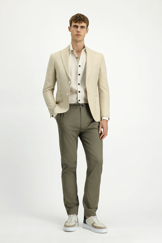  Açık Bej Super Slim Fit Ekstra Dar Kesim Çizgili Likralı Spor Ceket