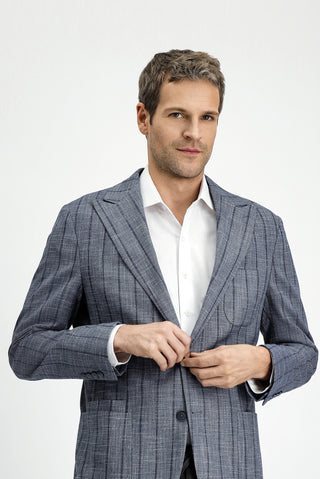  Koyu Füme 6 Drop Regular Fit Standart Kesim Çizgili Likral? Spor Ceket-Ki??l?