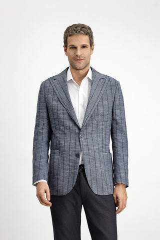  Koyu Füme 6 Drop Regular Fit Standart Kesim Çizgili Likral? Spor Ceket-Ki??l?