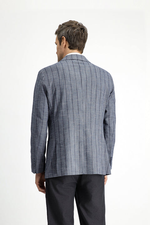 Koyu Füme 8 Drop Muscle Fit Uzun Atletik Kesim Çizgili Likralı Spor Ceket