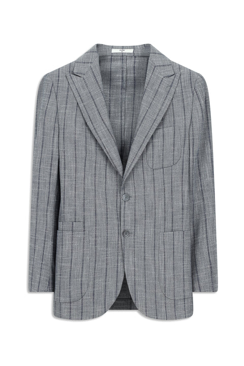 Koyu Füme 8 Drop Muscle Fit Uzun Atletik Kesim Çizgili Likralı Spor Ceket