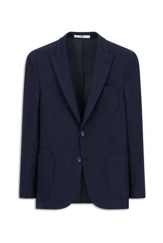  Koyu Lacivert Super Slim Fit Ekstra Dar Kesim Çizgili Likralı Spor Ceket