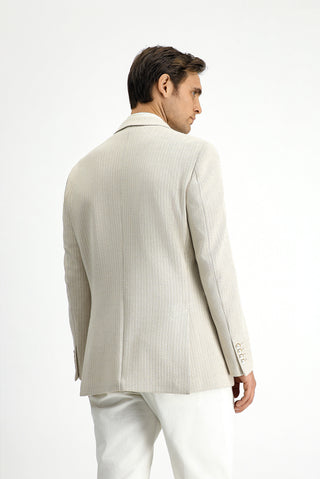  Aç?k Bej 6 Drop Regular Fit Standart Kesim Klasik Pamuklu Çizgili Ceket-Ki??l?