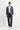Koyu Lacivert Slim Fit Dar Kesim Keten Karışımlı Çizgili Spor Ceket