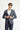 Koyu Lacivert Slim Fit Dar Kesim Keten Karışımlı Çizgili Spor Ceket
