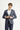 Koyu Lacivert Slim Fit Dar Kesim Keten Karışımlı Çizgili Spor Ceket