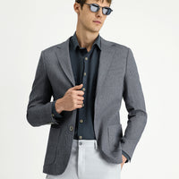 Koyu Yeşil 7 Drop Slim Fit Dar Kesim Keten Karışımlı Çizgili Spor Ceket