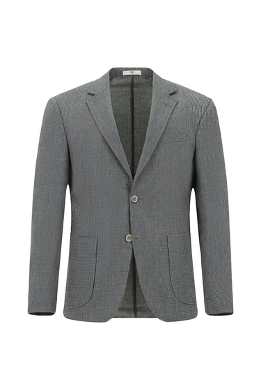 Koyu Yeşil Slim Fit Dar Kesim Keten Karışımlı Çizgili Spor Ceket