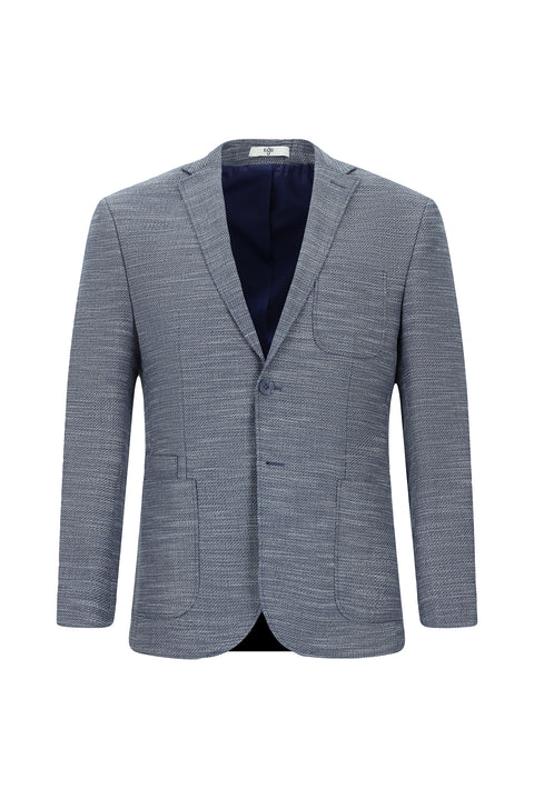 Koyu Lacivert 7 Drop Super Slim Fit Eksra Dar Kesim Desenli Spor Ceket