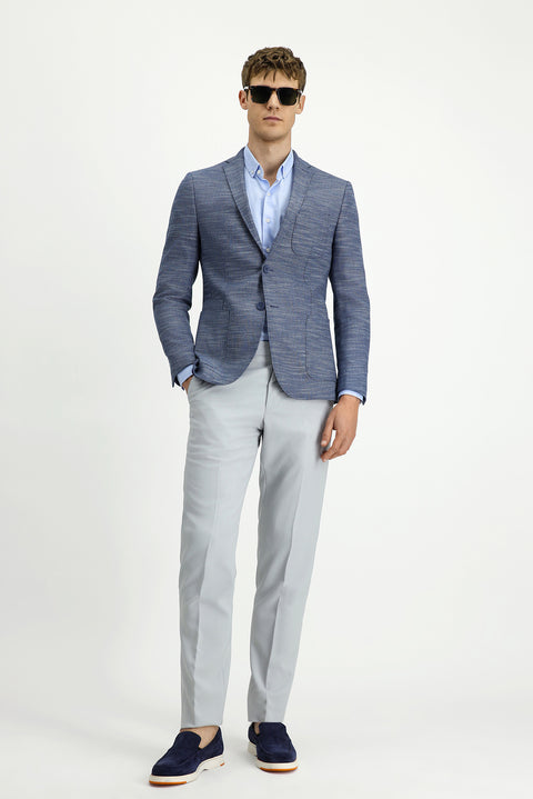 Koyu Lacivert 7 Drop Super Slim Fit Eksra Dar Kesim Desenli Spor Ceket