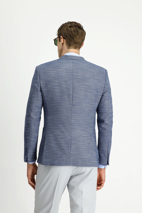 Koyu Lacivert 7 Drop Super Slim Fit Eksra Dar Kesim Desenli Spor Ceket