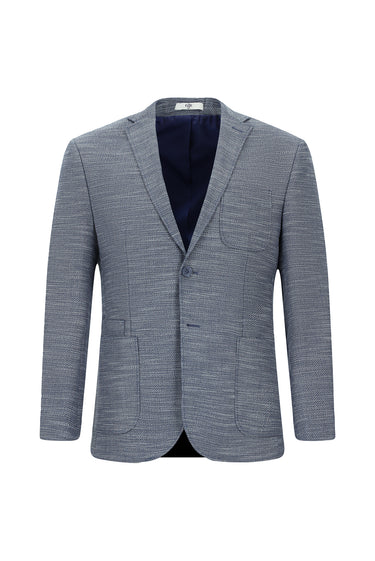 Koyu Lacivert Super Slim Fit Ekstra Dar Kesim Desenli Spor Ceket