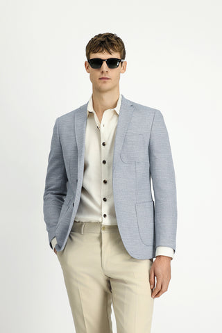  Açık Mavi Super Slim Fit Ekstra Dar Kesim Desenli Spor Ceket