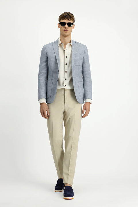 Açık Mavi 7 Drop Super Slim Fit Eksra Dar Kesim Desenli Spor Ceket