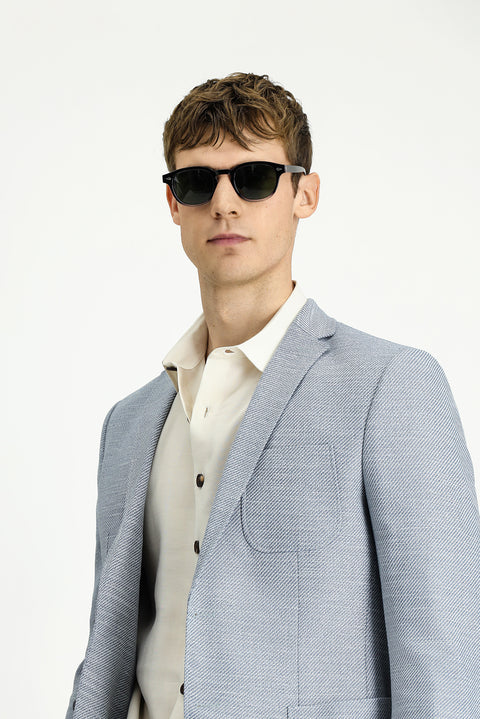 Açık Mavi 7 Drop Super Slim Fit Eksra Dar Kesim Desenli Spor Ceket