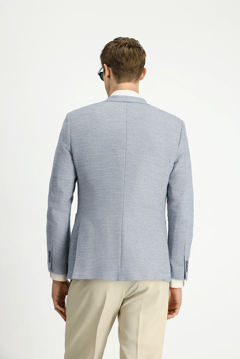 Açık Mavi 7 Drop Super Slim Fit Eksra Dar Kesim Desenli Spor Ceket