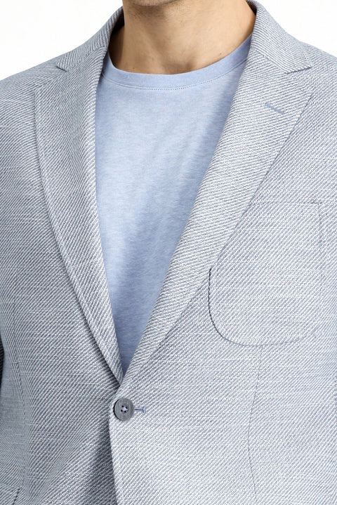 Açık Mavi 7 Drop Super Slim Fit Eksra Dar Kesim Desenli Spor Ceket