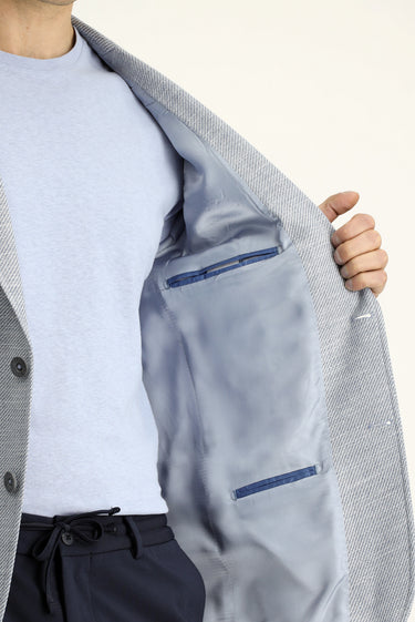 Açık Mavi Super Slim Fit Ekstra Dar Kesim Desenli Spor Ceket