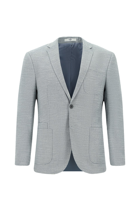 Açık Mavi 7 Drop Super Slim Fit Eksra Dar Kesim Desenli Spor Ceket