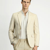 Açık Bej Slim Fit Dar Kesim Klasik Ceket
