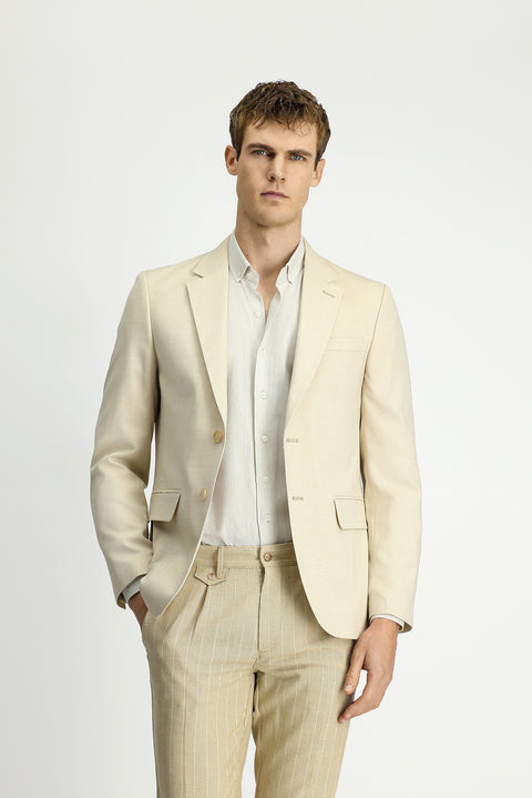 Light Beige 7 Drop Slim Fit Classic Jacket